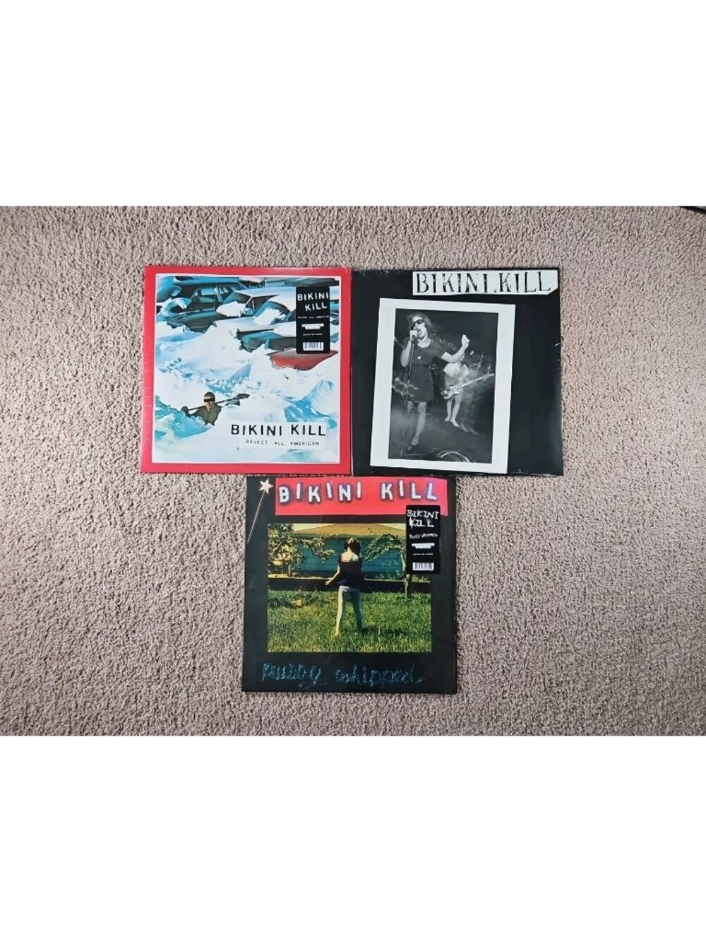 Lot of 3 Bikini Kill LPs: S/T, Whipped, Reject All-American New Sealed